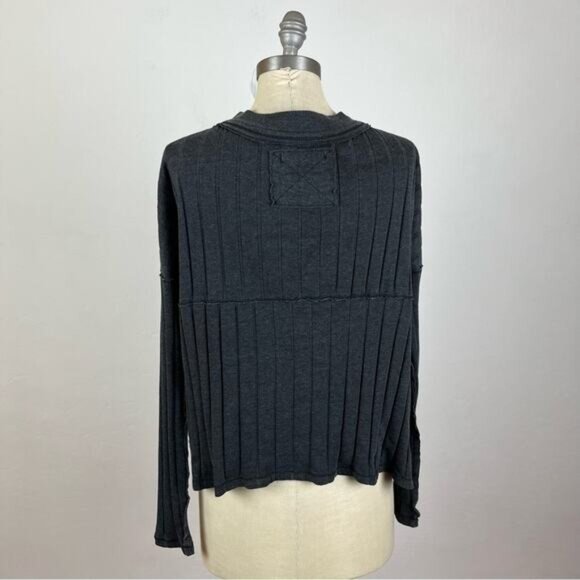 Free People In The Mix Henley Ribbed Long Sleeve Shirt Size Large - Picture 9 of 9